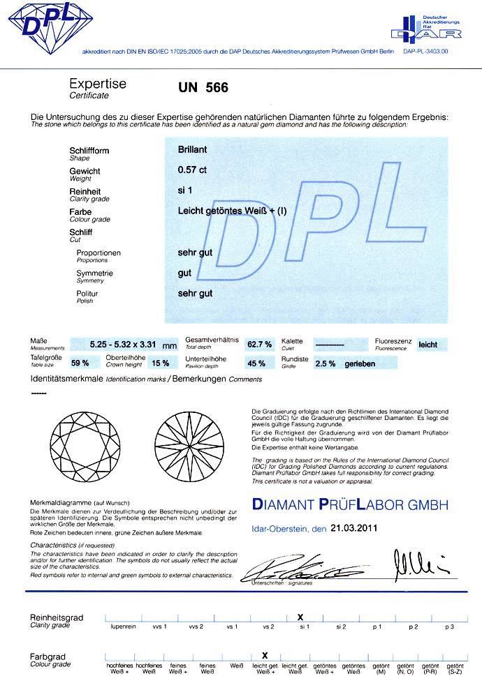 Foto 9 - Diamant 0,57ct Brillant, DPL Zertifikat fast Weiss SI1, D6601