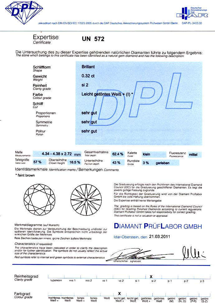 Foto 9 - Brillant 0,32 ct Zertifikat von DPL fast Ganz Weiss SI2, D6606