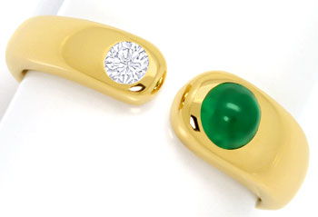 Foto 1 - Spitzen Smaragd und Brillant Lupenrein in Gold-Ring 18K, S3630