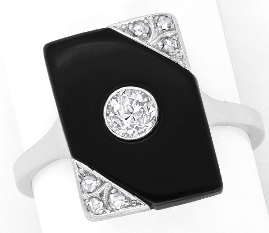 Foto 2 - Art Deco Onyxring Diamanten Altschliff und Rosenschliff, S4308